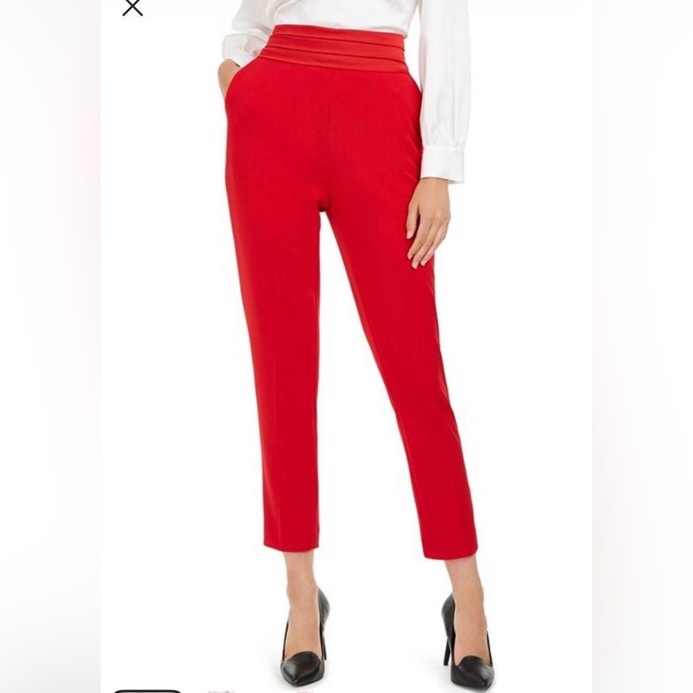 Calvin Klein Scarlet Red Cropped Tapered Pants
